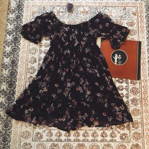 Black Floral Chiffon Dress